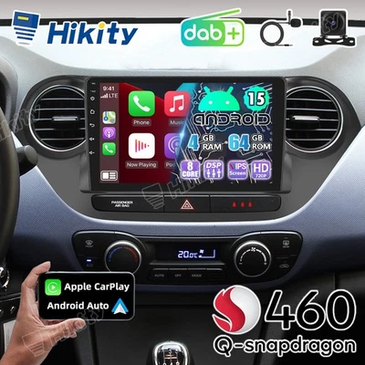 HIKITY DAB+ 8-Core 4+64GB Android15 Autoradio CarPlay GPS Navi für Hyundai i10 II BA IA