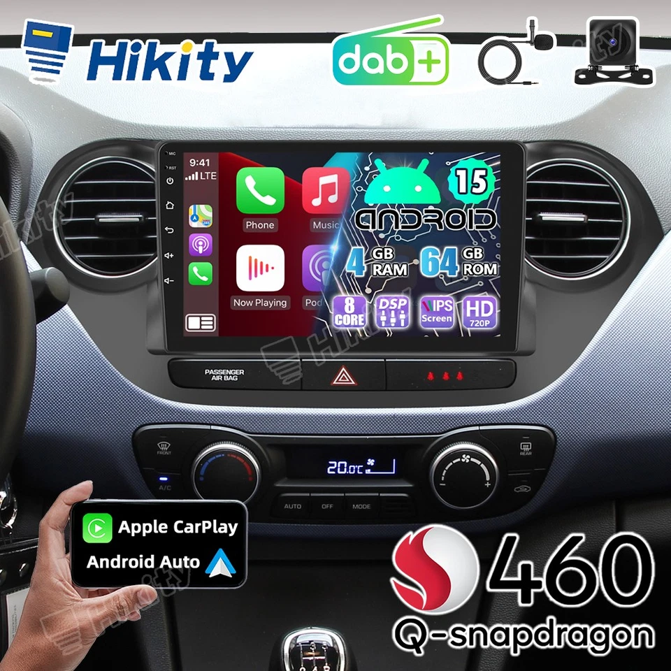 DAB+ 8-Core 4+64GB Android15 Autoradio CarPlay GPS Navi für Hyundai i10 II BA IA - Bild 1 von 4
