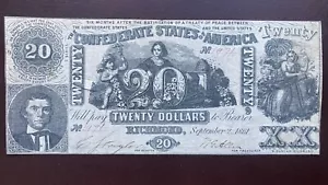 20 Dollars Confederate Currency 1861 Note $20 Bill High Grade #56418 - Picture 1 of 2