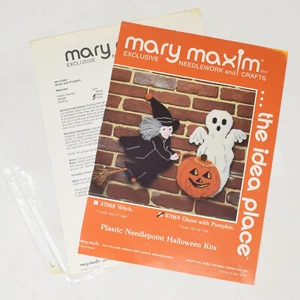 Mary Maxim Ghost Pumpkin 47069 Halloween punto ago patten solo incompleto vintage - Foto 1 di 5