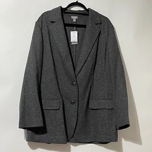 J. Jill size XL NWT charcoal tweed stretch 2 button blazer - Picture 1 of 12