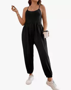 NEW Plus Size Spaghetti Strap Romper Long Pants Jumpsuit XL Plus - Picture 1 of 4