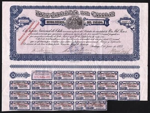 1922 Santiago: Republica de Chile - Deuda Interna del Estado – 1000 Pesos - Picture 1 of 2