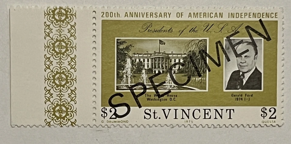 RARO ESPÉCIMEN 1975 SELLO DE $2 DE SAN VICENTE #444 MNH PESTAÑA 20 ANIVERSARIO INDEPENDENCIA DE EE. UU. Foto 1 de 2