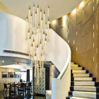 Crystal Drop Light Chandelier Gold Light Pendant Lamp LED Stair Ceiling Fixtures