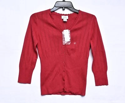 Ann Taylor Loft Y2K Vintage Cotton Button Cardigan Sweater Womens Size XS NWTS - Image 1 of 4