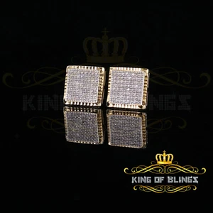 925 Sterling Silver 0.33ct Real Diamond For Women's & Men's Yellow Stud Earrings - Picture 1 of 12