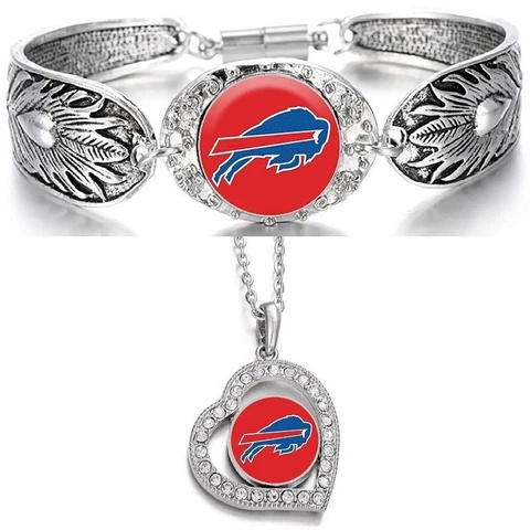 2PcSet Buffalo Bills Gift Set Womens Sterling Silver Necklace And Bracelet D3D19 Cover