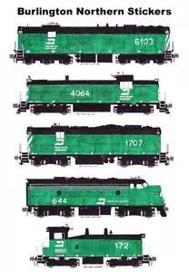 5 pegatinas individuales Andy Fletcher Burlington Northern Early Locomotoras - Imagen 1 de 1