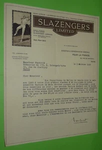 1930 EN-TETE SLAZENGERS LIMITED PARIS LONDRES BALLES TENNIS POUR INTERGADZ'ARTS - Imagen 1 de 2