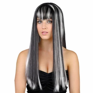 Ladies Dead Gorgeous Wig Black White Vamp Vixen Halloween Zombie Deluxe HW-8252 - Picture 1 of 2