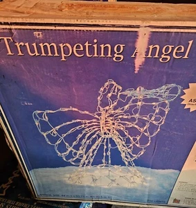 Vintage Trumpeting Angel Lighted Wall Hanging Wire Sculpture - Picture 1 of 2