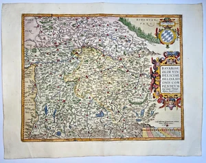 BAVARIA GERMANY 1579 ABRAHAM ORTELIUS LARGE ANTIQUE MAP 16TH CENTURY - Picture 1 of 14