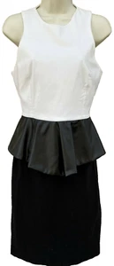 Vestido Vesper imitación cuero peplum para mujer 14 negro blanco ajustado falda lápiz top - Imagen 1 de 11