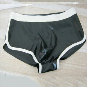 684 Men latex boxer with white trims latex swimsuit gummi 0.4mm - Picture 1 of 4
