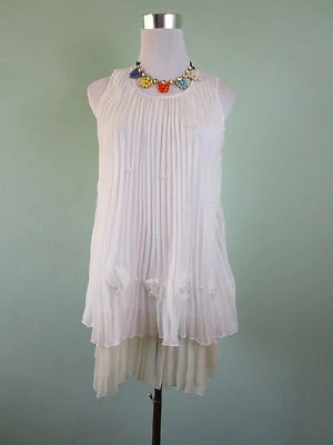 Mini Vestido túnica Gatsby retro de colección blanco arrugado aleta talla S/M AW35 para mujer Foto 1 de 4