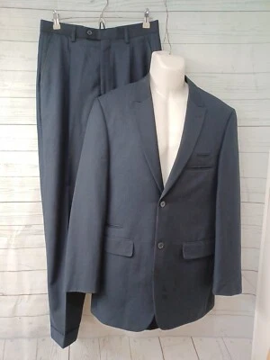 Vtg Stacey Adams Mens Suit Set Black Blazer Jacket 38R Pants 31R  - Image 1 of 4