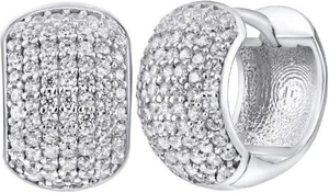 Iced Out Hoop Earrings CZ Huggie Cartilage Cuff Diamond 14K Gold Plated Luxury - Picture 1 of 4