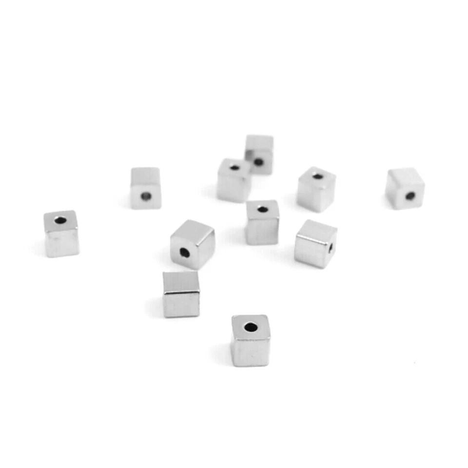 100 Tibetan Silver 4mm Square Box Cube Spacer Accent Beads 1.5mm Hole - Image 1 of 1