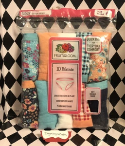 Fruit Of The Loom Girls Panties 10 Bikinis New Pkg Flowers Spring Coral + Sz 6 - Picture 1 of 4