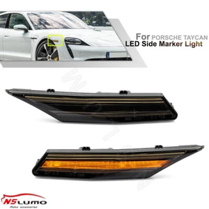 2x Smoked LED Amber Side Marker Turn Signal Light For 2020+ Porsche Taycan Sedan - Picture 1 of 12