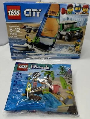 Lot Of 2 LEGO Beach Sets- CITY: 4x4 Catamaran 60149 & Friends Cleanup 30635-New - Image 1 of 4