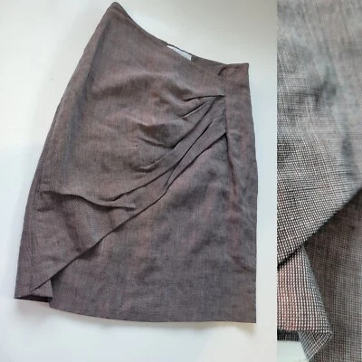 Saia MaxMara lápis mistura de linho marrom tamanho 2 - Imagem 1 de 4