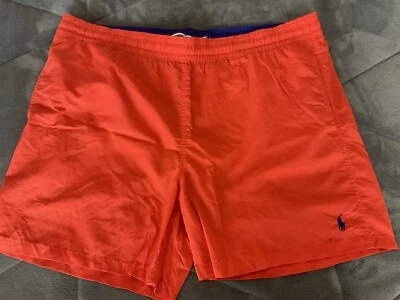 Bañador Polo Ralph Lauren Naranja Malla Interior Talla XL Borde Azul Foto 1 de 4