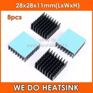 8pieces Black Anodized 28x28x11mm Thermal Pad Radiator Heat Sinks Cooler For IC - Picture 1 of 5