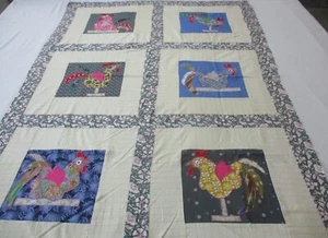 Handmade Machine sewing cotton patchwork applique 60"x 60"quilt top - Picture 1 of 18