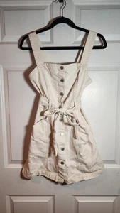 Habitual Beige Safari Button Front Belted Denim Sleeveless Mini Dress S - Picture 1 of 5