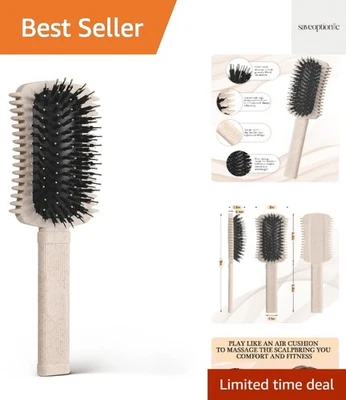 Beige Curl Defining Brush with Boar Bristles for Effortless Styling & Detangling - Image 1 of 4