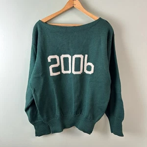 Vintage Knit Sweater Medium "2006" Dartmouth Ivy Reunion Sweater Green Boat Neck - Picture 1 of 8