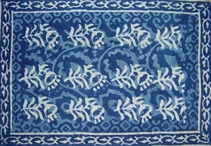 Indigo Dabu Block Print Cotton Table Placemat 19" x 13" Blue - Picture 1 of 1