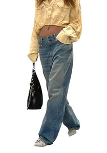 R13 Venti Damen Jeans 30 Locker Gerade Passform Zip Fly Gewaschen Veiled Blau - Bild 1 von 12