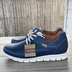 Pikolinos Schuhe Herren 12 EU 45 Blau Leder Spitze Komfort Preppy Business Sneaker - Bild 1 von 13