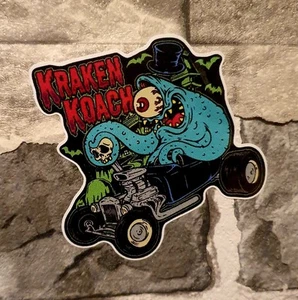 Rat Fink Kraken 85mm Vinyl Sticker Window Laptop Skateboard Weatherproof Car Pc - Picture 1 of 4