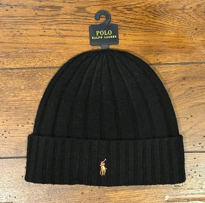 Polo Ralph Lauren Men's Beanie Skull Cap NWT Black Gray Tan - Image 1 of 4