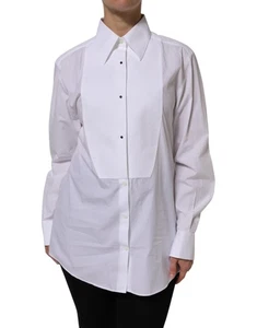 Dolce & Gabbana weiß Baumwolle Langarm Kragen Top Damen Shirt authentisch - Bild 1 von 9