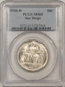 1936-D SAN DIEGO COMMEMORATIVE HALF DOLLAR - PCGS MS-65, BLAZING GEM! - Picture 1 of 3