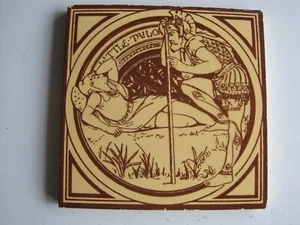 ANTIK VICT. MINTONS MOYR SMITH MÄRCHENFLIESE - DER KLEINE SCHNEIDER um 1873/4 - Bild 1 von 2