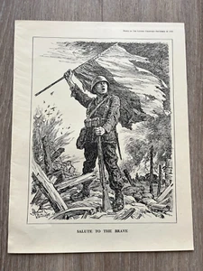 1939 punch cartoon print - salute to the brave ! - Picture 1 of 2