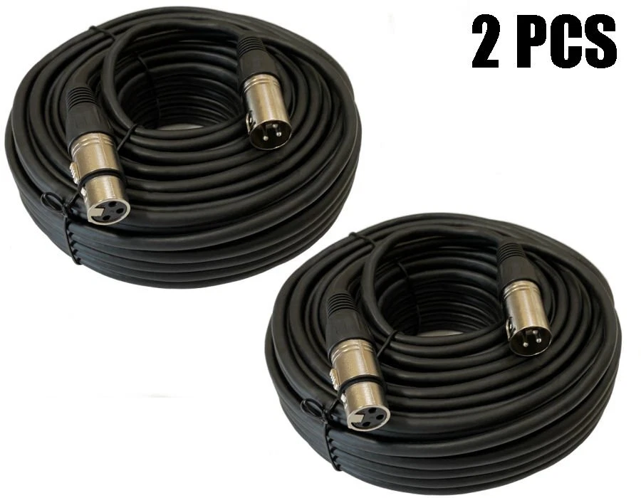 2x 20FT Premium XLR 3-Pin Male to Female Mic Microphone Pro Audio Shielded Cable