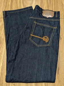 Vintage Mecca USA Men's Embroidered Jeans Blue Size 36x34 Wide Leg Y2K Baggy  - Picture 1 of 16