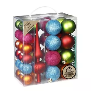 39 Weihnachtskugeln 4-6cm Kunststoff Christbaumkugeln mit Christbaumspitze bunt - Bild 1 von 1