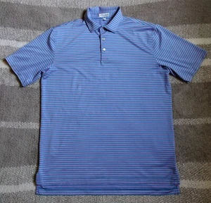 Peter Millar Shirt Mens Large Polo Summer Comfort Blue Pink Stripes - Picture 1 of 8
