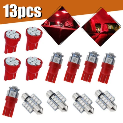 13× Red LED Lights Interior Package Kit For Car Dome License Plate Lamp Bulb - Image 1 of 4