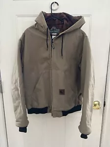 Berne Canvas Tan Hooded Heavyweight Work Jacket Men’s Large Tall Quilted HJ51TNR - Picture 1 of 5