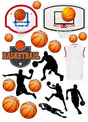 FUNBAKERY Basketball Sport Cake Topper Party Decoration Edible Birthday Gift Stand Up Ball