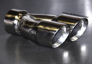 Stainless Steel Dual 3" Outlet/ Single 3" Inlet Slant Cut Exhaust Tip - Each - Picture 1 of 4